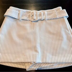 Express White Pinstriped Skort with Belt
